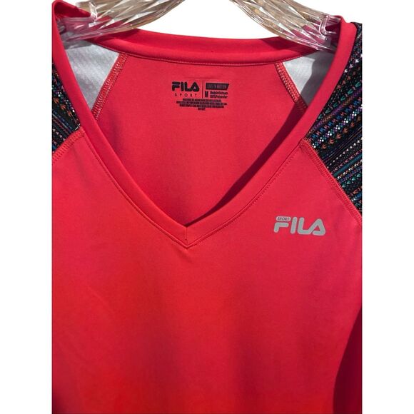 Fila Sport Performance Live in Motion V- Neck Long Sleeve Top Red Size M - Picture 3 of 8
